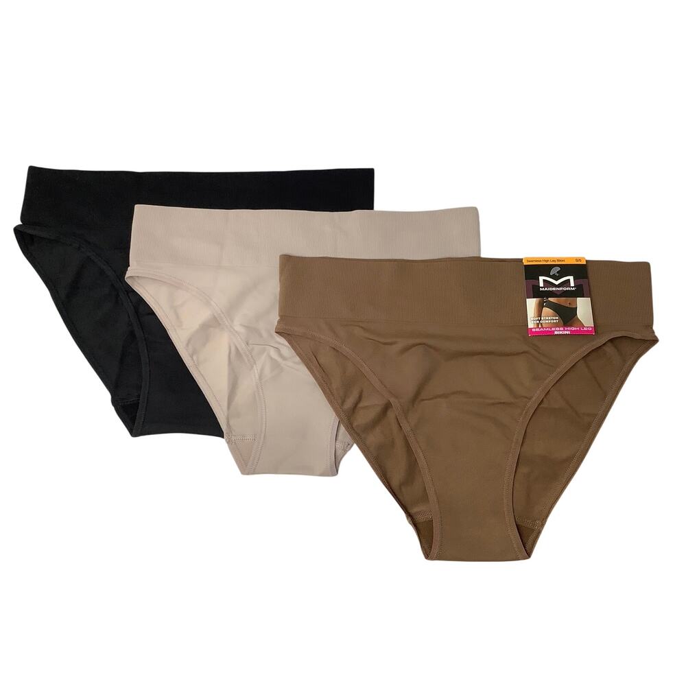 Maidenform Women's Small 3-Pack Seamless High Leg Bikini Brief Underwear I6-19